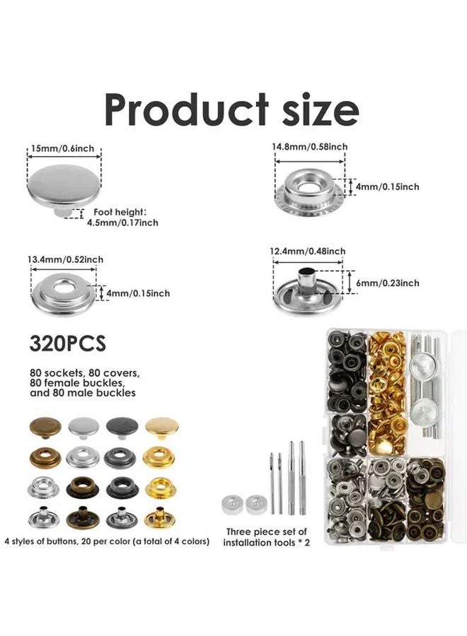 1 Set Stainless Steel Heavy Duty Snap Fasteners Kit For Jackets Jeans - Image 2